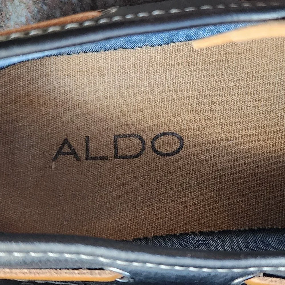 Aldo Black/Brown Leather Boat Shoes Size 10